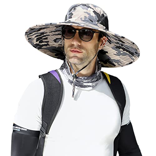 HUAMULAN Men Women 6" Wide Brim Sun Protection Hat Summer Fishing Hats - color: Hn002-micai5