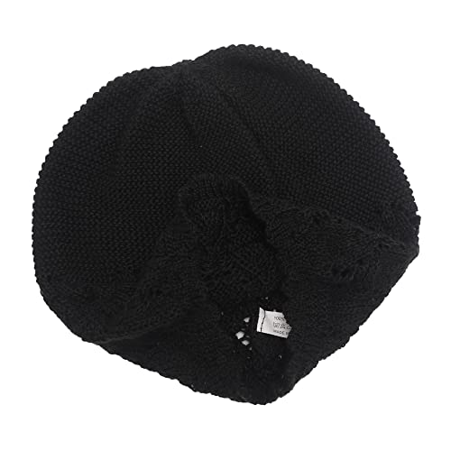 ZLYC Crochet Slouchy Beanie for Women Soft Lightweight Skull Cap - color: Solid Black