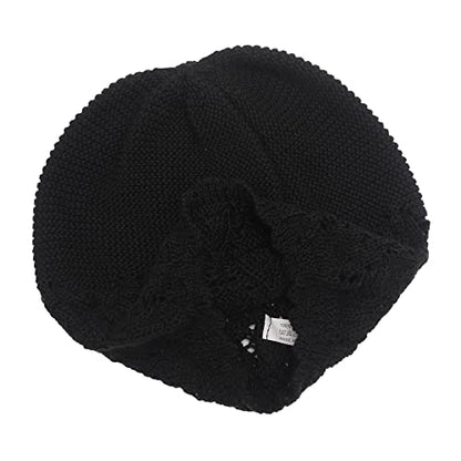 ZLYC Crochet Slouchy Beanie for Women Soft Lightweight Skull Cap - color: Solid Black