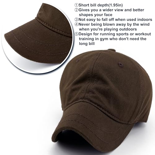 Loneshark Short Brim Baseball Cap for Running Small Bill Umpire Hat - color: Brown