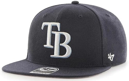 47 MLB Sure Shot Captain Hat Adjustable Structured 6-Panel Snapback Hat Cap, Adult One Size Fits All - color: Tampa Bay Rays