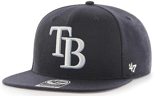 47 MLB Sure Shot Captain Hat Adjustable Structured 6-Panel Snapback Hat Cap, Adult One Size Fits All - color: Tampa Bay Rays
