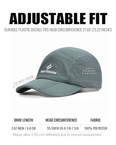 Clakllie Quick Dry 5 Panel Cap for Men Summer Folding Outdoor Hat Breathable Baseball Cap Unstructured Running Hiking Hats - color: Bs26zd01-coolgray
