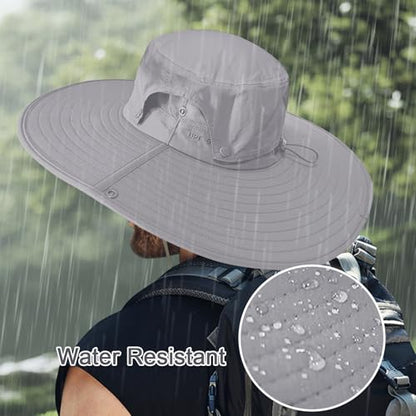 Cooltto L/XL/XXL Wide Brim Sun Hat UPF 50+ UV Protection Boonie Hat - color: Light Gray, size: Medium-Large