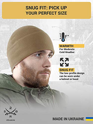 2SBR 2SABERS Fleece Winter Warm Watch Cap - Mens Outdoor Skull Beanie Hat - color: Coyote, size: Large