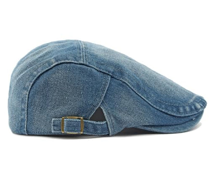 Cotton Newsboy Cap,Breathable Ivy Gatsby Cabbie Beret Hat for Men's Women Driving Hunting Golf - color: Denim Medium Blue