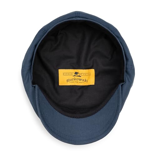 Sterkowski Shelby Paperboy Hat | 100% Softened Cotton Newsboy Cap for Men | 8 Panel Peaky Style - color: Navy Blue, size: 7