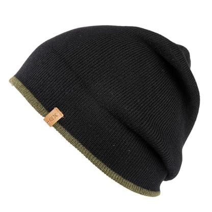 TOP-EX Merino Wool Fisherman Beanie for Men Women, Knit Watch Cap Winter - color: Black / Army Green, size: X-Large-XX-Large