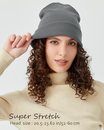 Satin Lined Knit Beanie Hat-100% Cotton Winter Hats for Women Men - color: 1-grayish Green