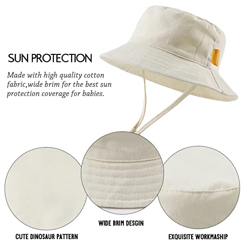 JANGANNSA Cotton Baby Sun Hat Infant Toddler Boys Girls Bucket Hats Summer Sun Protection Kids Beach Caps - color: Beige, size: 4-8 Years