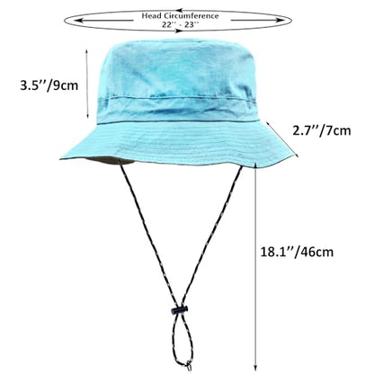 woogwin Waterproof Bucket Rain Hat with Chin Strap Quick Dry Packable Boonie Sun Hat Safari Hat UV Protection - color: Skyblue