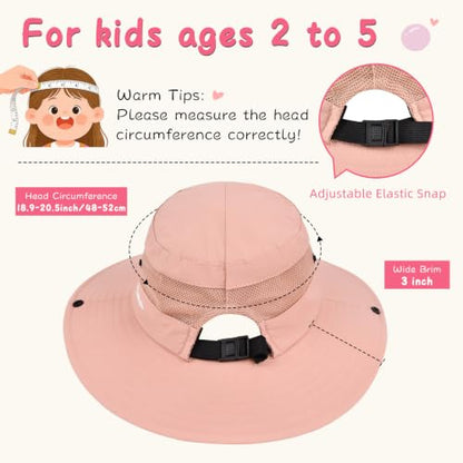 ZOORON Kids Girls Ponytail Sun Hat UPF 50+ Breathable Mesh Water-Resistant - color: Solid Pink