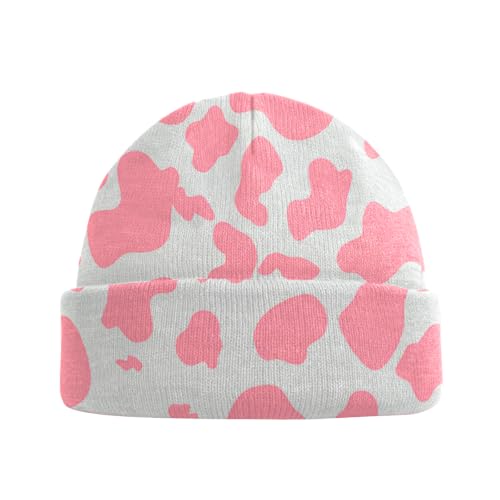 Beanie Knit Hat Winter Unisex Cuffed Beanies Skull Cap Warm Double Layer Thick Acrylic Cute for Girls Women Men - color: Pink