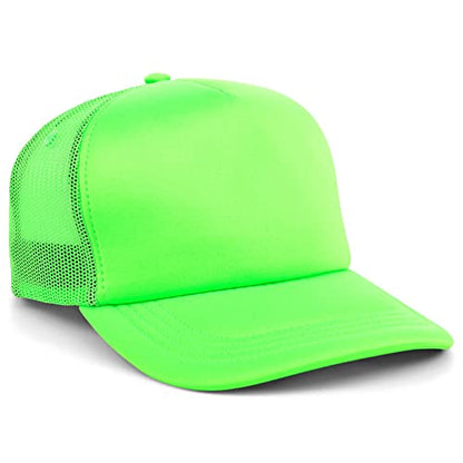 Lids Blank Basic Foam Trucker Adjustable Snapback Hat - color: Neon Green/ Neon Green
