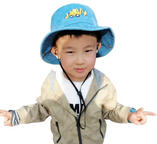 Excavator Toddler Baby Bucket Hats for Kids UV Protection Beach Hat Kids Camping Fishing Hat for Boy 2-8 Years - color: Blue