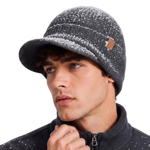 TOP-EX 80% Merino Wool Waterproof Winter Beanie Hat Men Big Heads - color: Gray, size: X-Large-XX-Large