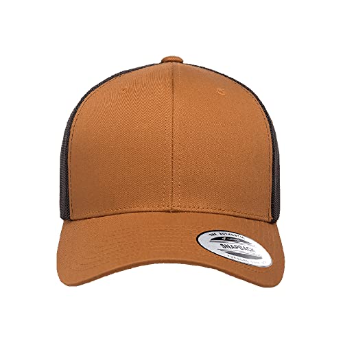 Yupoong Classic Mesh 6 Panel Retro Trucker Cap | Mid Profile Snapback - color: Caramel/Black