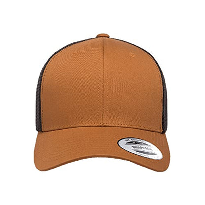 Yupoong Classic Mesh 6 Panel Retro Trucker Cap | Mid Profile Snapback - color: Caramel/Black