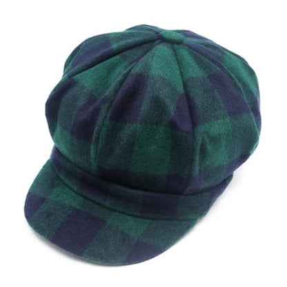 ZLYC Women Classic Newsboy Cap Visor 8 Panel Gatsby Cabbie Paperboy Hat - color: Plaid Dark Green