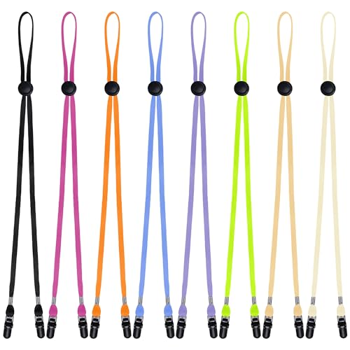 Sucrain 8 Pieces Adjustable Colorful Hat Strap Clips Hat Chin Cord for Golfing, Fishing, Boating, Hiking - color: Green
