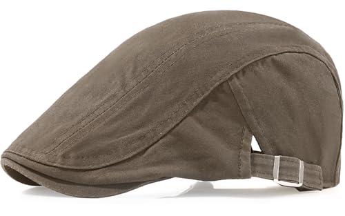 Newsboy Hats for Men Flat Cap Cotton Adjustable Breathable Irish Cabbie Ivy Driving Hunting Hat - color: Dark Khaki