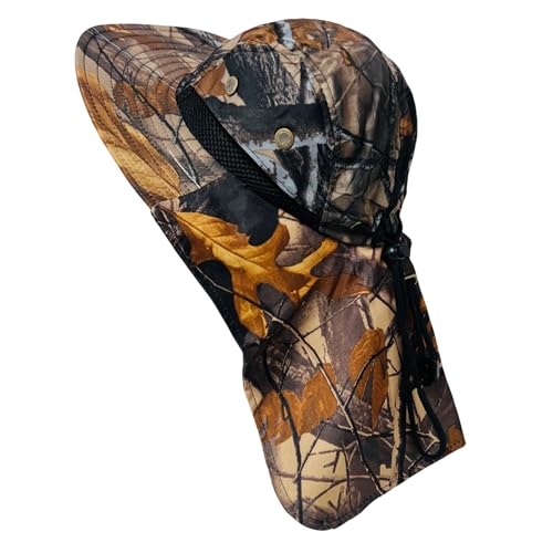 Packable and Adjustable Mesh Boonie Sun Hat with Neck Flap - color: Oak Leaf Hardwoods Camo