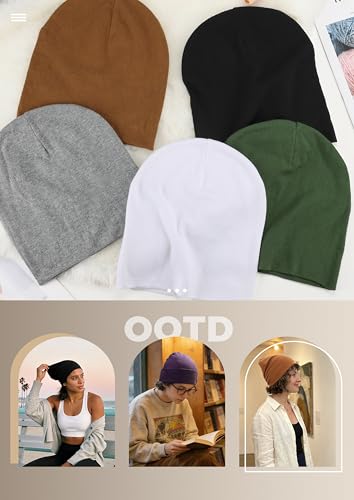 100% Cotton Thin Beanie Hat Women Men Soft Slouchy Chemo Skull Cap - color: 1pc Pale Pink