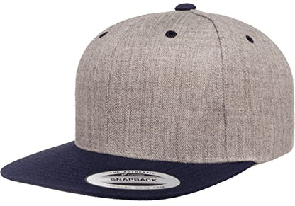 Mrlahat 6089 Yupoong Yp by Flexfit 6-Panel Structured Flat Visor Classic Snapback Cap with Black Bandana - color: Heather / Navy