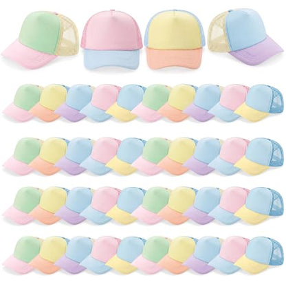 Hercicy 40 Pack Blank Trucker Hat Bulk - color: Macaron Color Block Style