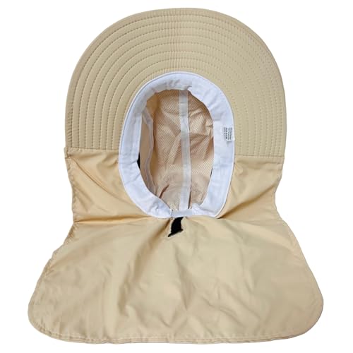 Packable and Adjustable Mesh Boonie Sun Hat with Neck Flap - color: Tan 2