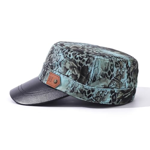 Men's Army Cap Short Brim Cadet Hats Trucker Dad Hat Army Military Flat Top Hats Short Bill Baseball Caps - color: Mg-jm2563-green