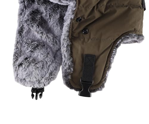 Connectyle Trapper Hat for Men Women Faux Fur Winter Hat with Ear Flaps Water-Resistant Hunting Hats Ushanka Skiing Cap - color: Army Green
