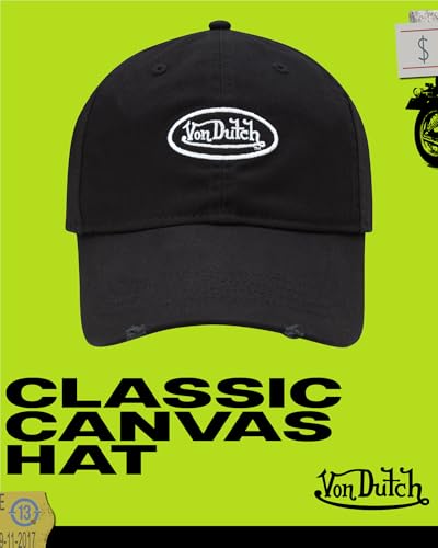 Von Dutch Unisex Cotton Canvas Baseball Cap, Curved Brim, Snapback - color: Black