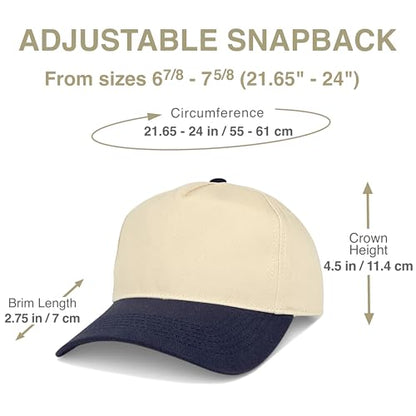 E BY ELIDAN Two Tone A-Frame Trucker Hat, 5-Panel Blank Baseball Snapback - color: Stone Navy