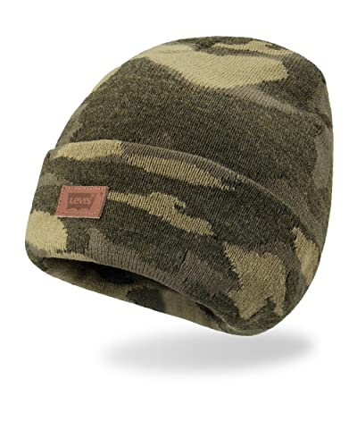 Levi's Mens All-Season Hero Beanie Soft Knit Cuffed Winter Hat, Warm & Comfortable Everyday Style - color: Camo Green Solid