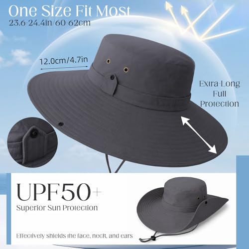 Wide Brim Sun Hats Men Bucket Hat Fishing Hats - color: Light Gray