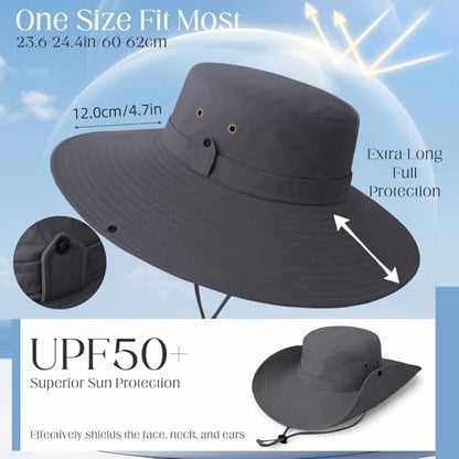 Wide Brim Sun Hats Men Bucket Hat Fishing Hats - color: Light Gray