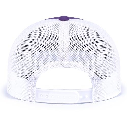 Pacific Headwear Vintage Trucker Snapback Cap - color: Purple/White/Purple