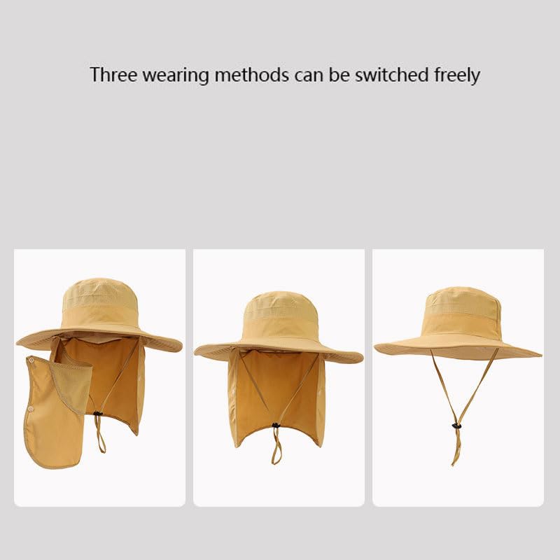 Sun Hat for Men Women Wide Brim Sun Protection Fishing Hat with Face Cover Neck Flap Outdoor UPF50+ Summer Outdoor - color: Sun Hat With Face Cover Neck Flap 08