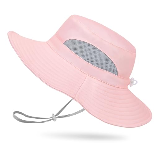 ICOSY Kids Sun Hat, UPF 50+ Girls Beach Hat for Toddler Kids - color: Pure Pink