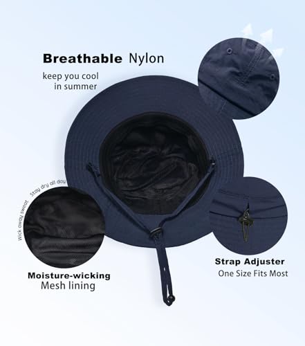 Waterproof Bucket Hat Outdoor Hat for Women Men UV Protection Sun Hat Packable Fishing Hat - color: Navy Blue