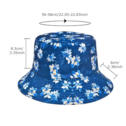 Quanhaigou Reversible Printed Bucket Hat,Summer Beach Outdoor Cap - color: Hibiscus Flower