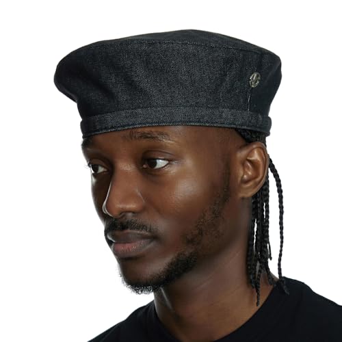 UNDERCONTROL Extra Large Oversized Painter Artist Beret Hat for XXL Big Head Hand Adjustable Denim Unisex XL Plus Size Korean - color: Denim Black