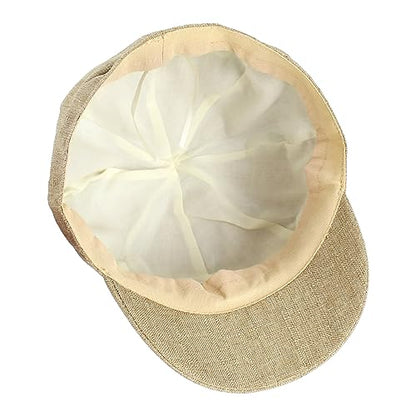 Women Cotton Blend Newsboy Cap Cabbie Paperboy Painter Visor Hat - color: Khaki B