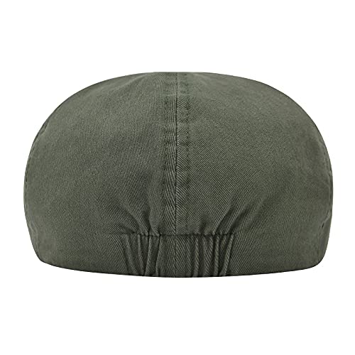 VOBOOM Cotton Flat Cabbie Hat Gatsby Ivy Irish Hunting Newsboy Cap - color: Army Green