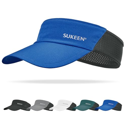 Sukeen Sun Visor Hat for Men Large Head Lightweight Cooling Stretchy Visor Hat for Running, Tennis, Golf, Daily Wear - color: Blue