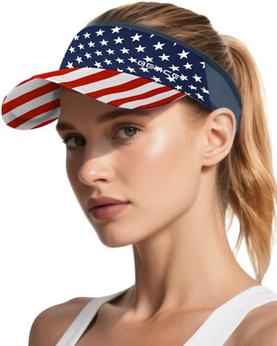 BEACE Sun Visor Hat Women Men-Sports Lightweight Wicking Stretchy Sunvisor Cap for Golf Tennis Running Pickleball Beach - color: Flag