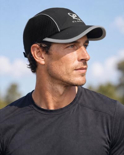 Croogo 5 Panel Running Hat Quick-Drying Lightweight Mesh Baseball Cap - color: Black