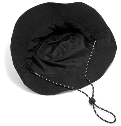 Unisex Waterproof Foldable Bucket Hat Packable Sun Cap for Hiking - color: Black