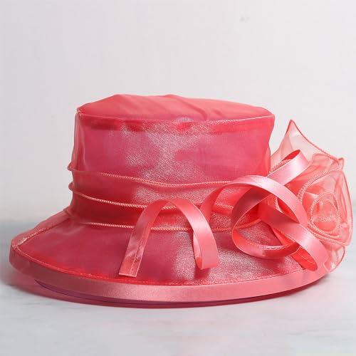 Floral Wedding Hat for Women's Tea Party Fascinators Kentucky Church Derby Hats - color: Watermelon Red